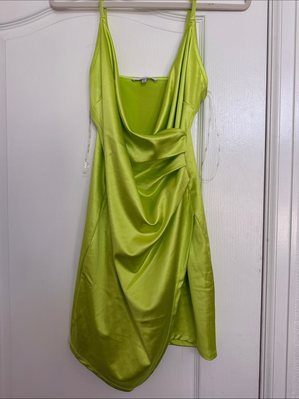 iris Neon Lime Satin Cowl Slip Dress